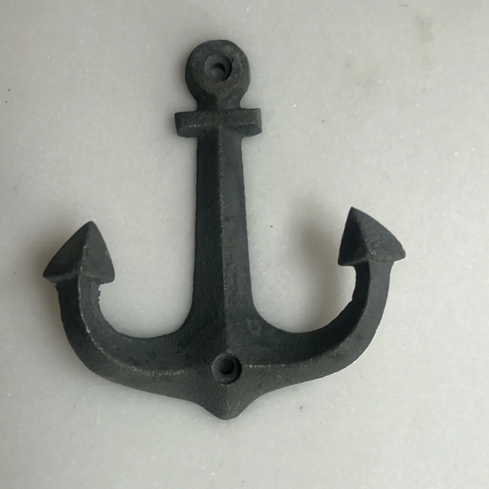 Cast iron anchor coat rack hook, brand new 4 hooks, gray in color
